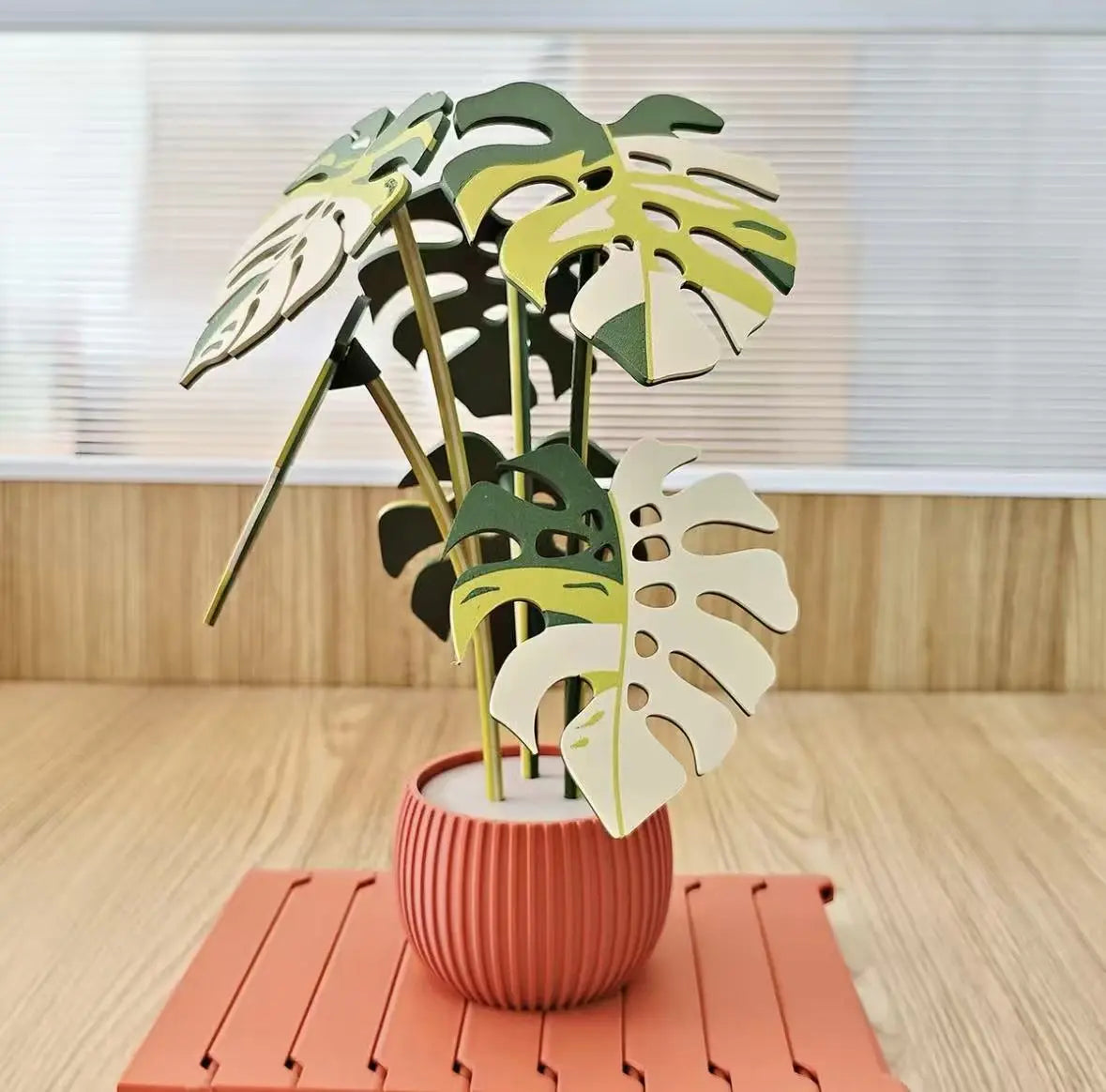 Mini Multi-Color Simulated Monstera Plant Magnetic Coaster