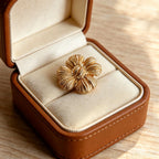 Vintage Gold Tone Metal Floral Cuff Button Covers