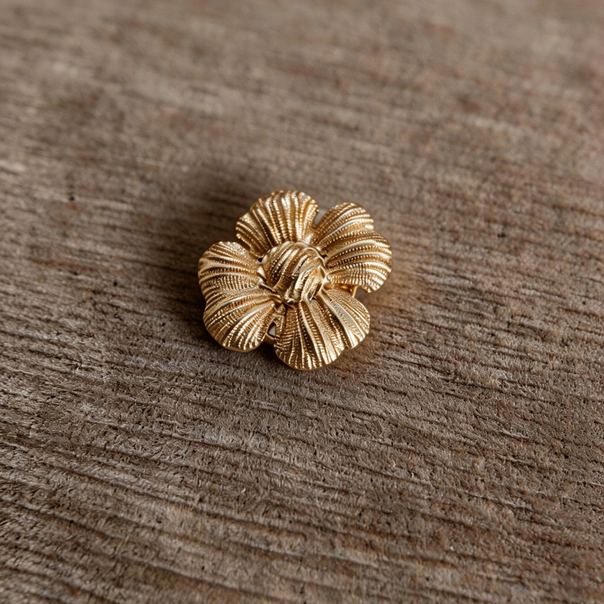 Vintage Gold Tone Metal Floral Cuff Button Covers