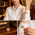 Vintage Gold Tone Metal Floral Cuff Button Covers