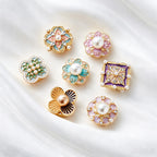 New Vintage Faux Enamel Floral Cuff Button Covers