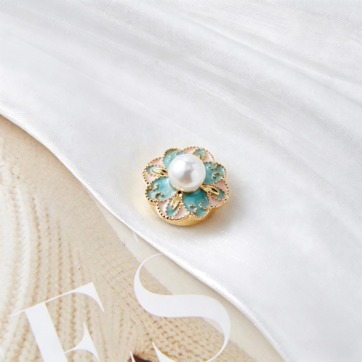 New Vintage Faux Enamel Floral Cuff Button Covers