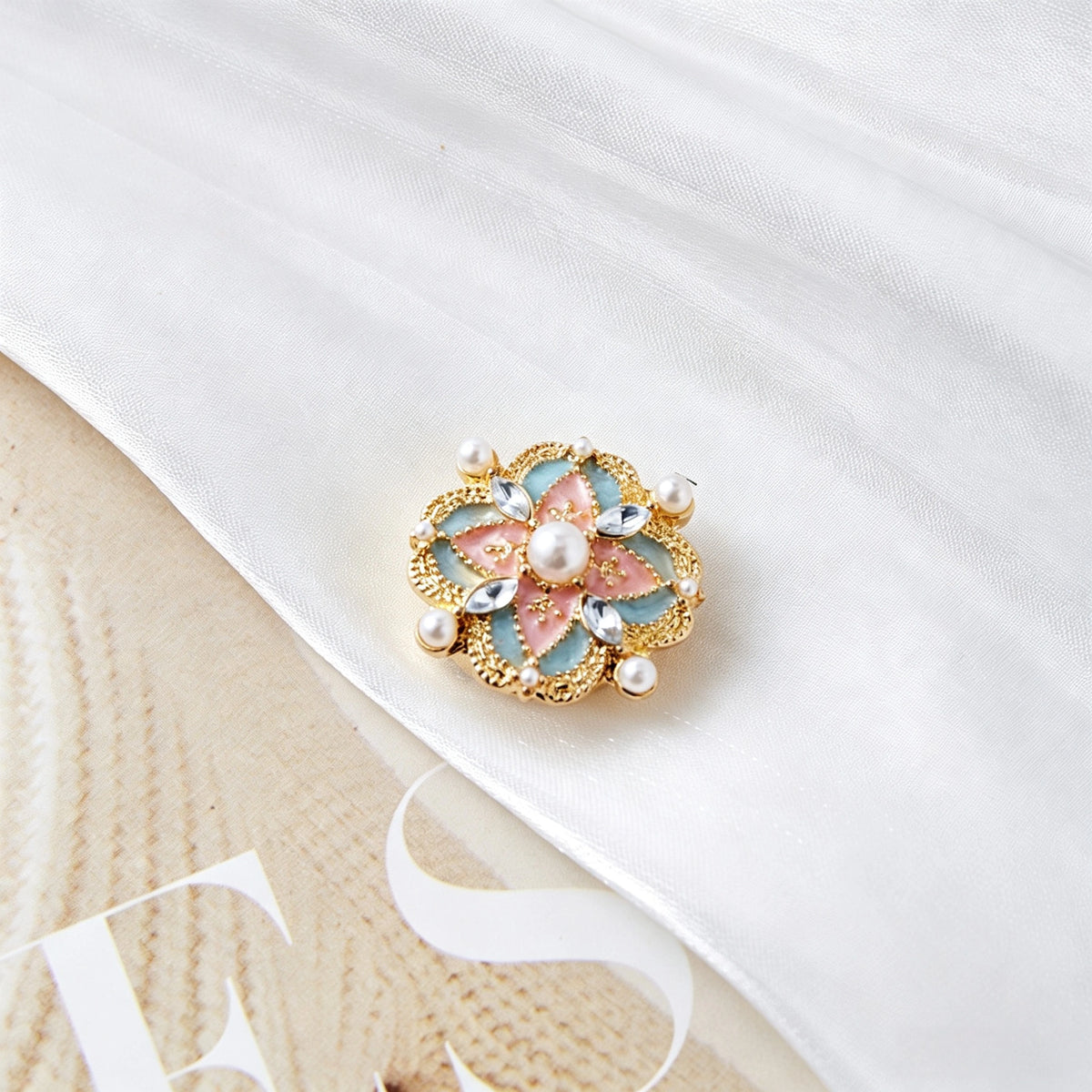 New Vintage Faux Enamel Floral Cuff Button Covers