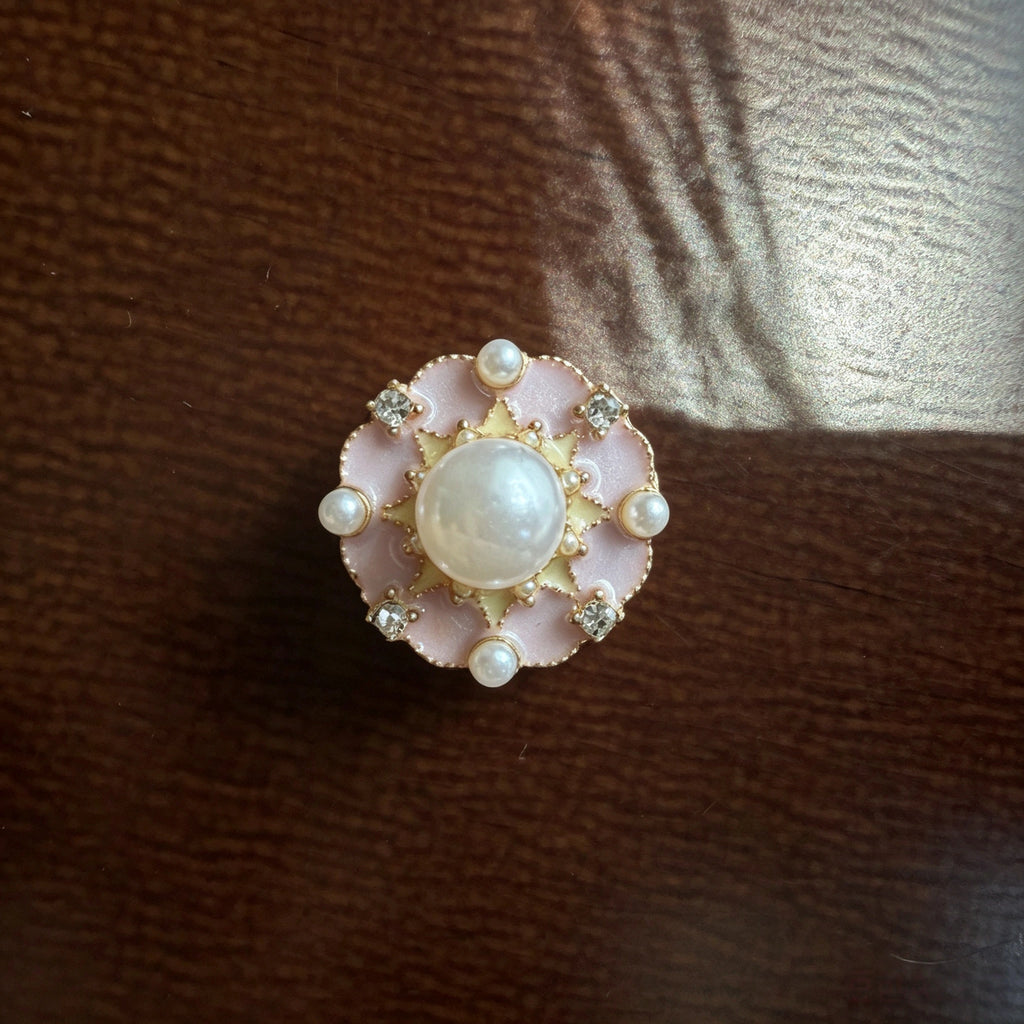 New Vintage Faux Enamel Floral Cuff Button Covers
