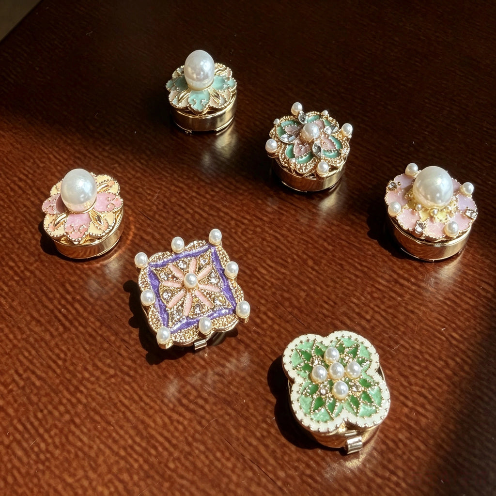 New Vintage Faux Enamel Floral Cuff Button Covers