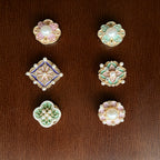 New Vintage Faux Enamel Floral Cuff Button Covers