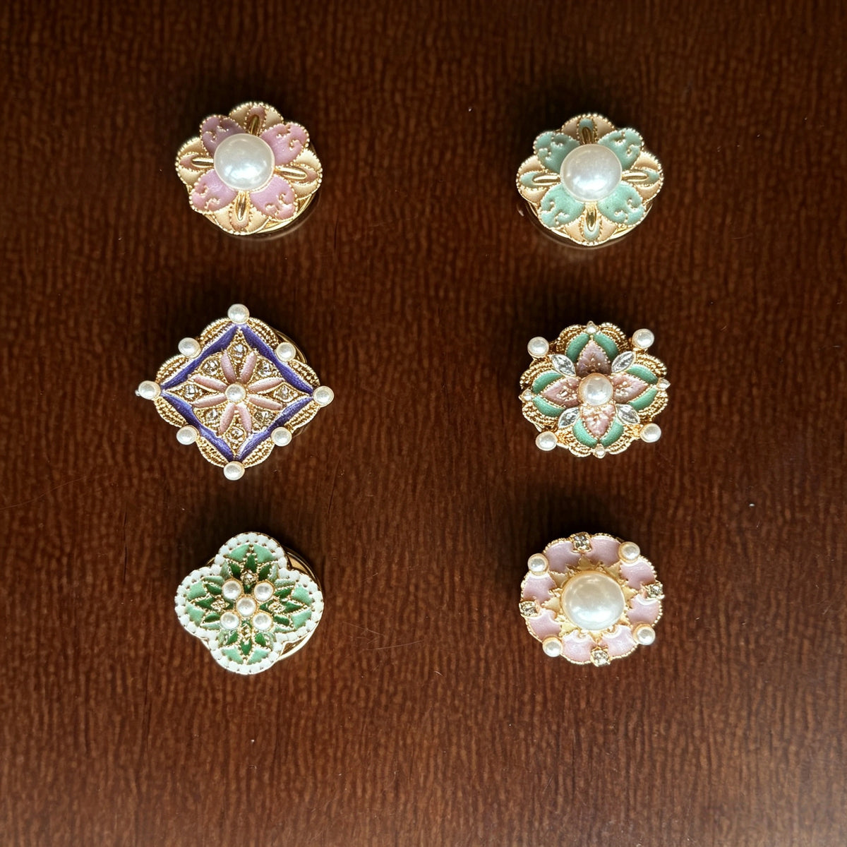 New Vintage Faux Enamel Floral Cuff Button Covers