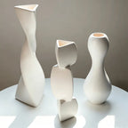 Creative Irregular Art Vase, Nordic Geometric White Ceramic Vase for Dried Flowers, Home Desktop Décor
