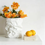 Creative Irregular Art Vase, Nordic Geometric White Ceramic Vase for Dried Flowers, Home Desktop Décor