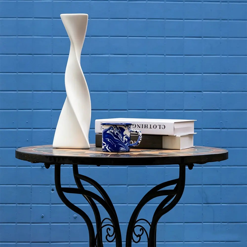 Creative Irregular Art Vase, Nordic Geometric White Ceramic Vase for Dried Flowers, Home Desktop Décor