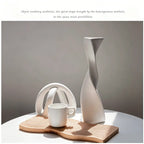 Creative Irregular Art Vase, Nordic Geometric White Ceramic Vase for Dried Flowers, Home Desktop Décor