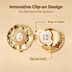 Western Geometric Pearl Clip-On Cuff Button Covers