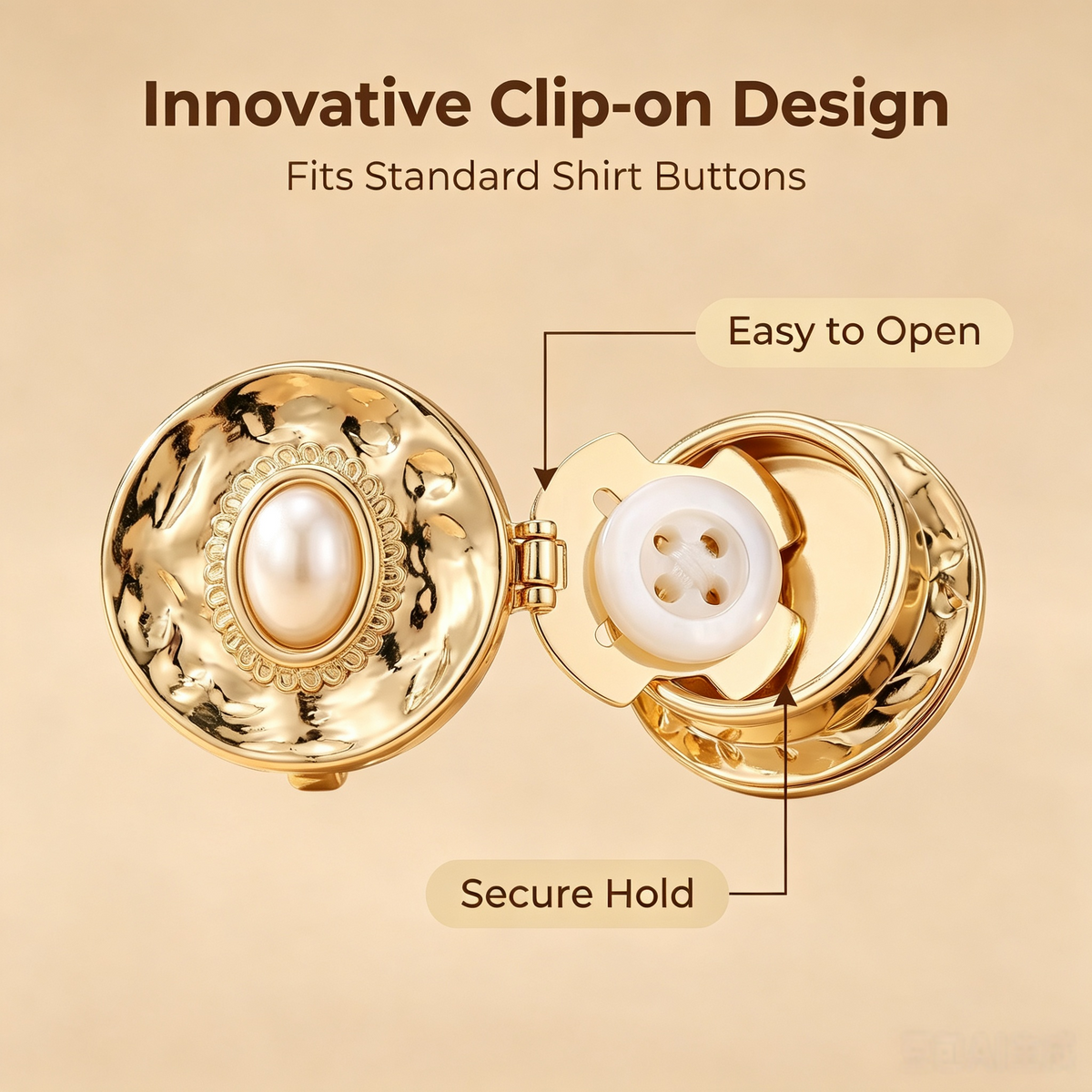 Western Geometric Pearl Clip-On Cuff Button Covers