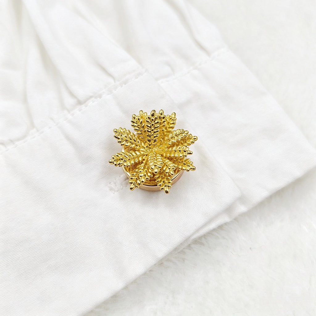 Vintage Gold Tone Sculpted Wheat Button Covers