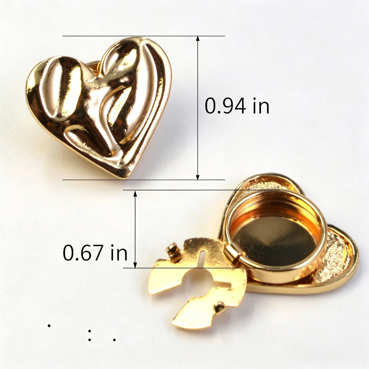 Stylish Metal Heart Shirt Button Covers