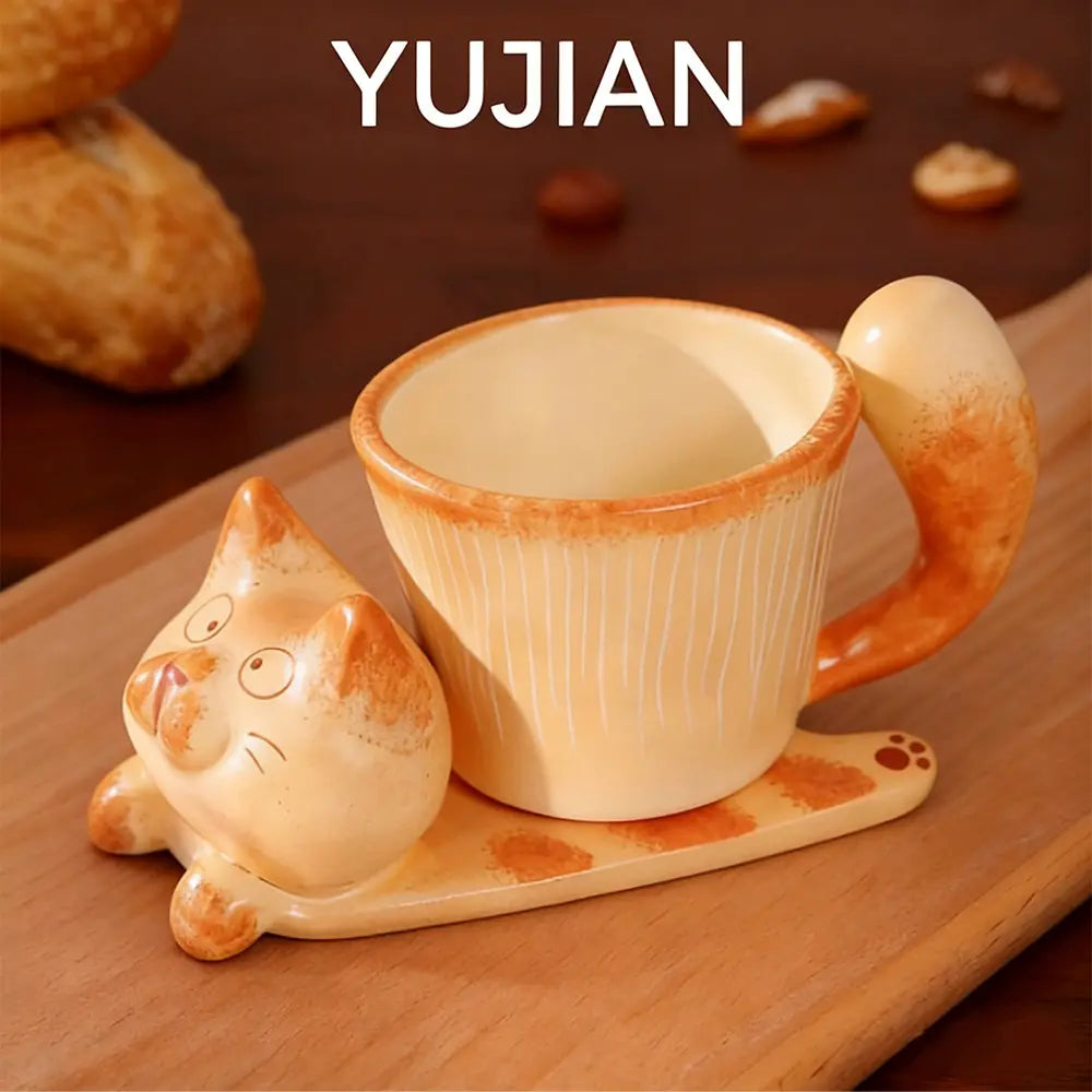 Handmade ceramic cup, Cat Kiln coffee cup