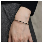 Minimalist Irregular Lava Wave Bracelet, 925 Sterling Silver Open Bangle, Stylish Versatile Hand Jewelry for Ladies