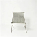 Nordic Minimalist Leisure Chair, Woven Rope Single Recliner with Stainless Steel Frame, Outdoor Balcony Furniture