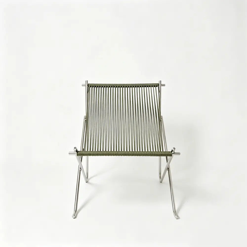 Nordic Minimalist Leisure Chair, Woven Rope Single Recliner with Stainless Steel Frame, Outdoor Balcony Furniture