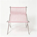 Nordic Minimalist Leisure Chair, Woven Rope Single Recliner with Stainless Steel Frame, Outdoor Balcony Furniture