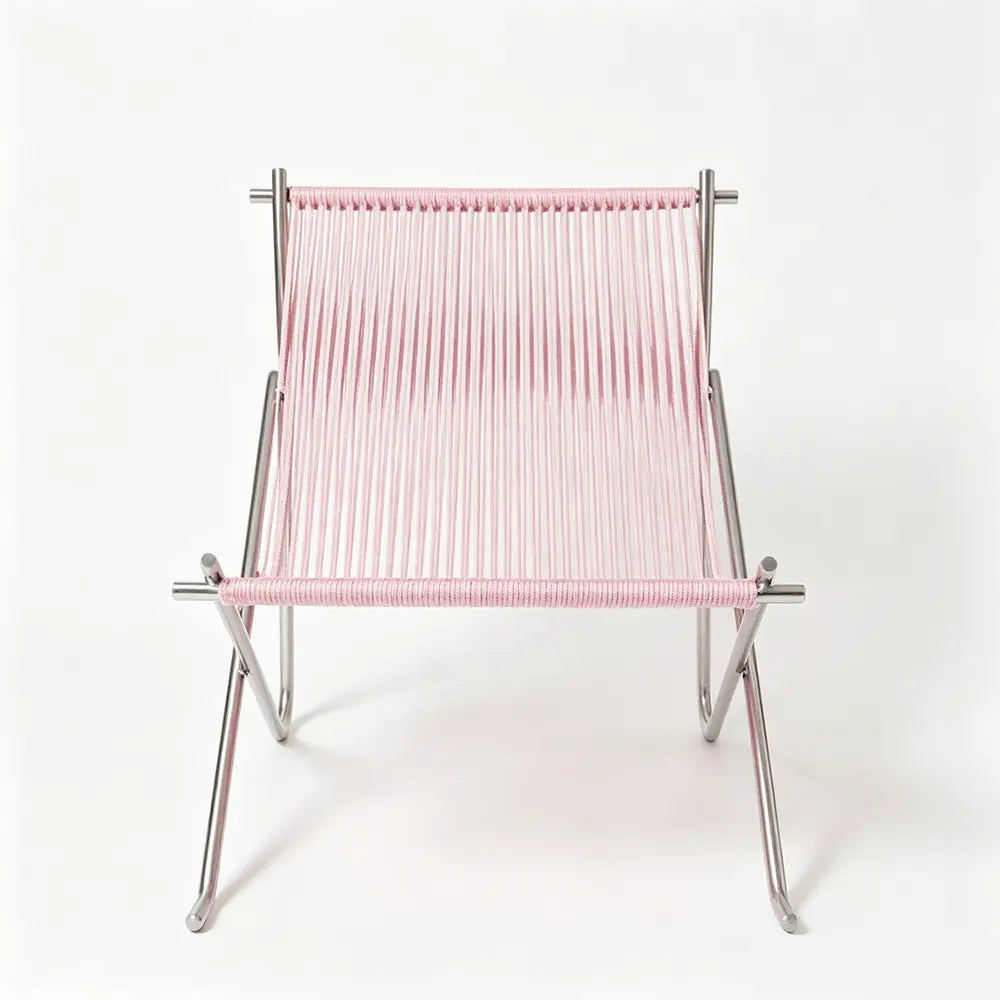 Nordic Minimalist Leisure Chair, Woven Rope Single Recliner with Stainless Steel Frame, Outdoor Balcony Furniture