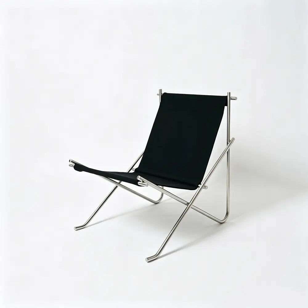 Nordic Minimalist Leisure Chair, Woven Rope Single Recliner with Stainless Steel Frame, Outdoor Balcony Furniture