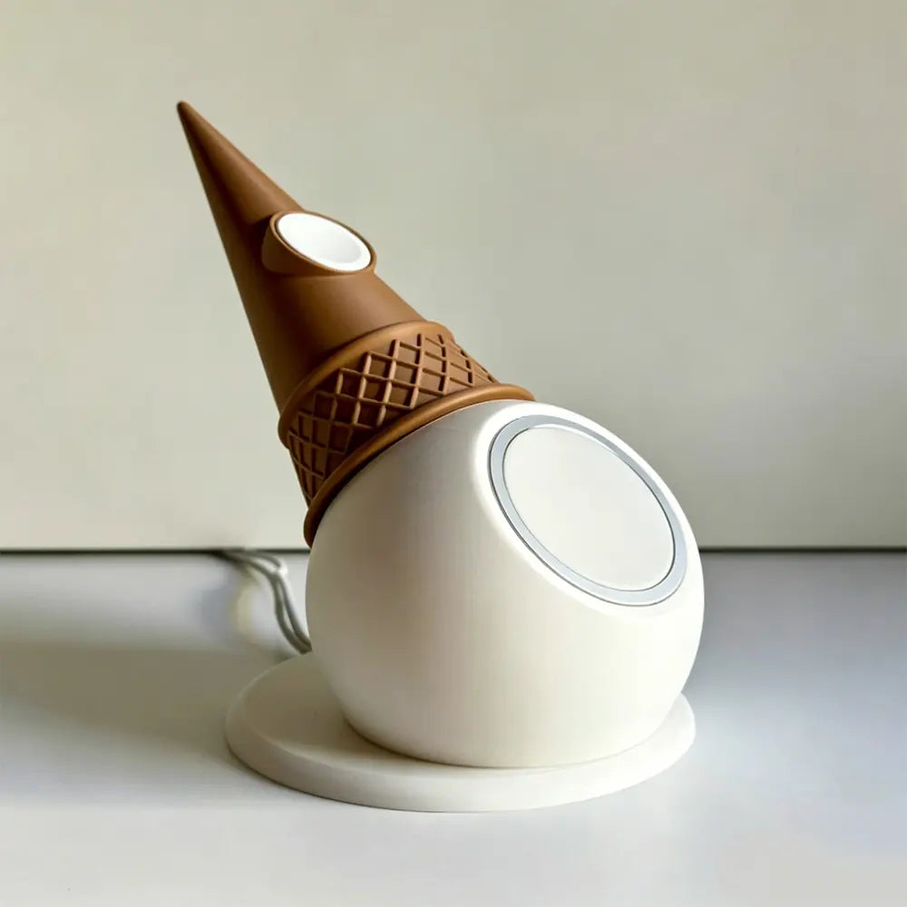 Novelty Ice Cream Cone Shaped Charging Holder, 2-in-1 Base for Apple MagSafe Wireless Charger