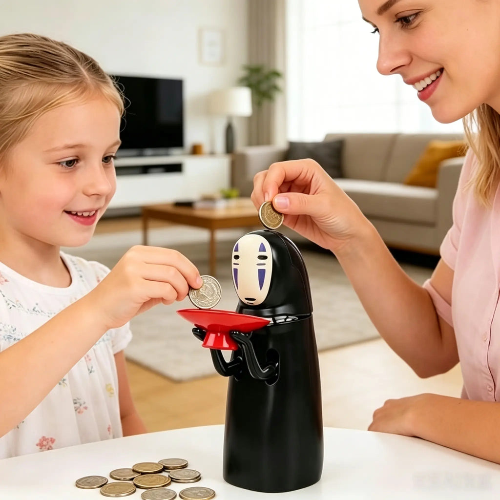 No Face Coin Bank - Personalized Piggy Bank for Adults Kids - Auto Eat Coin Saving Money Bank for Christmas Birthday Gift （Battery Not Included）