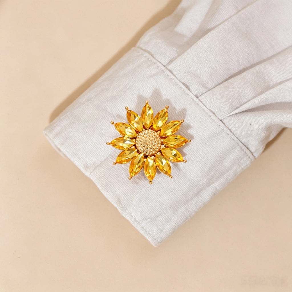 Sunflower Floral Cuff & Collar Button Covers
