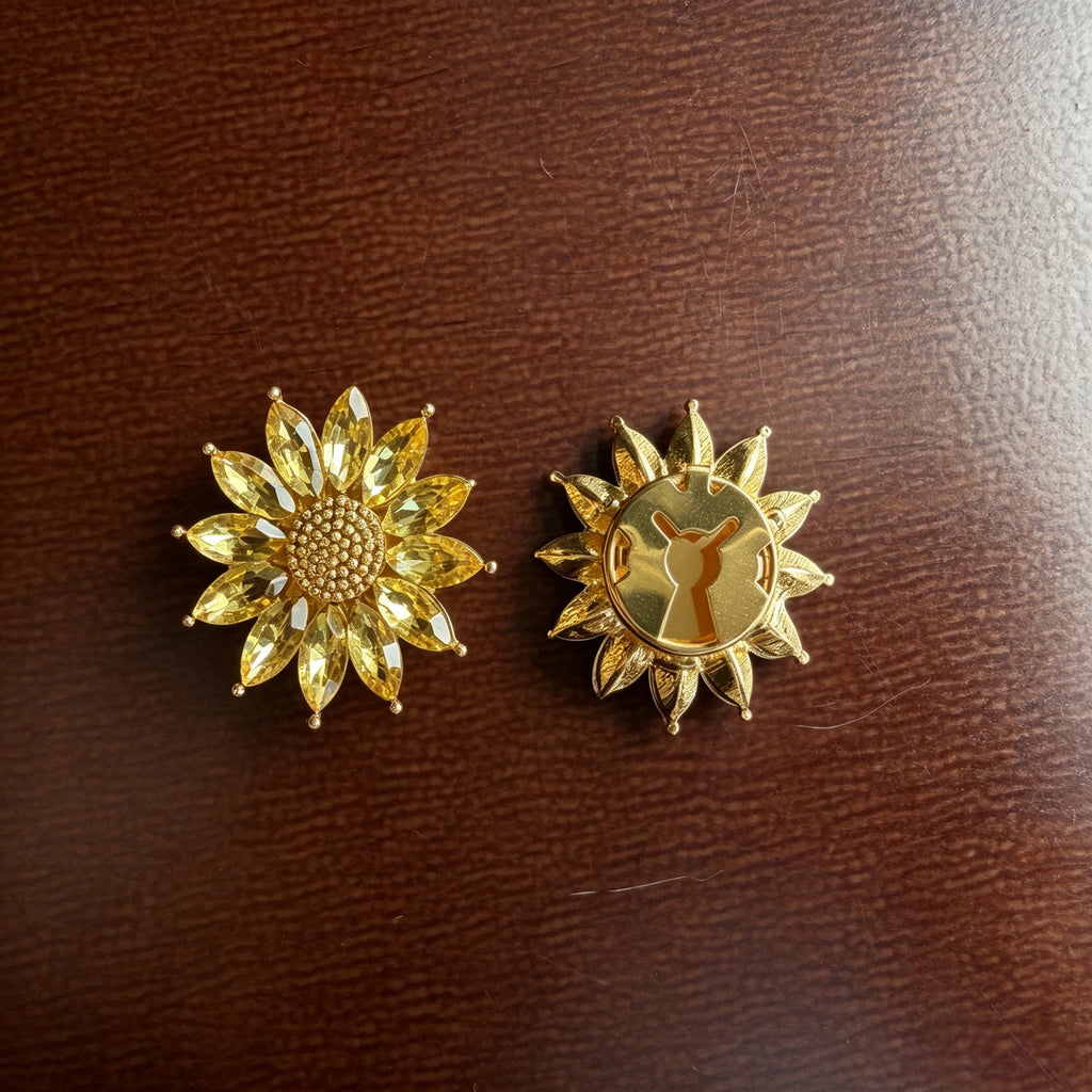 Sunflower Floral Cuff & Collar Button Covers