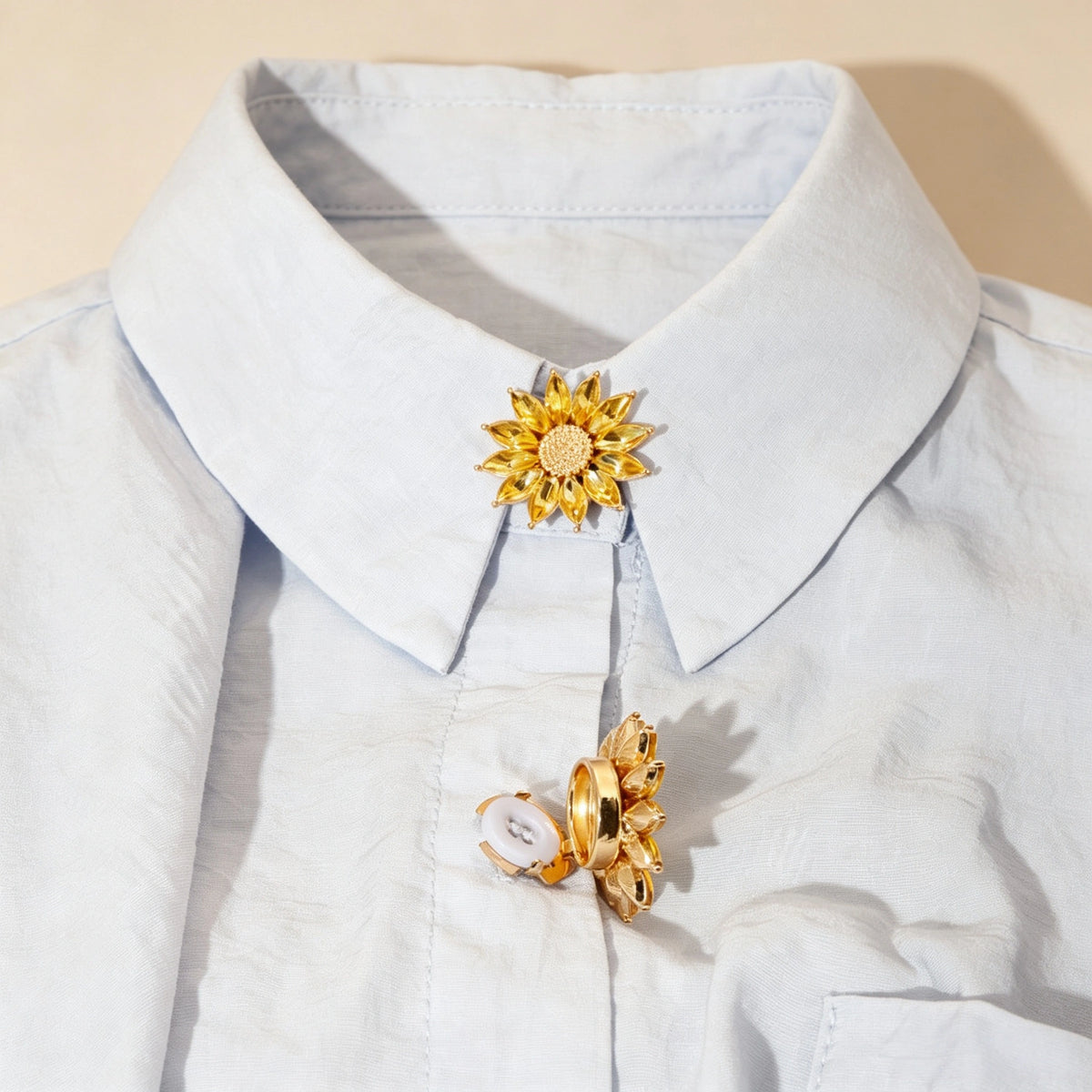 Sunflower Floral Cuff & Collar Button Covers