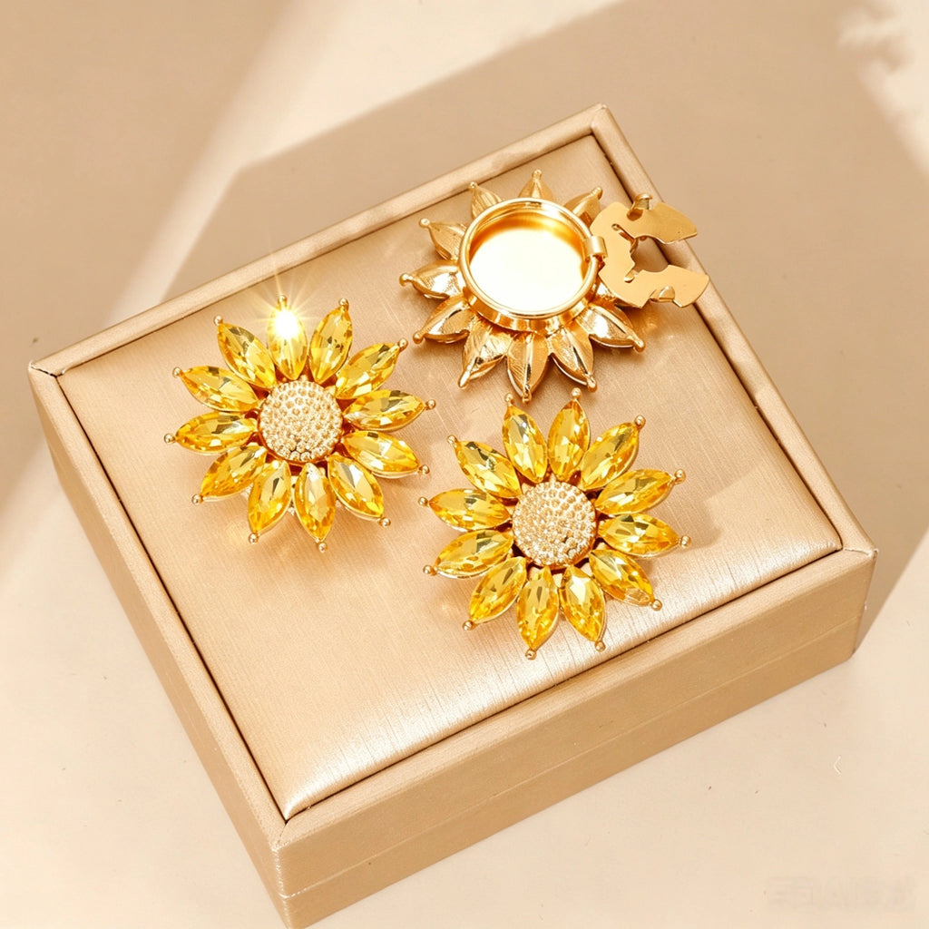 Sunflower Floral Cuff & Collar Button Covers