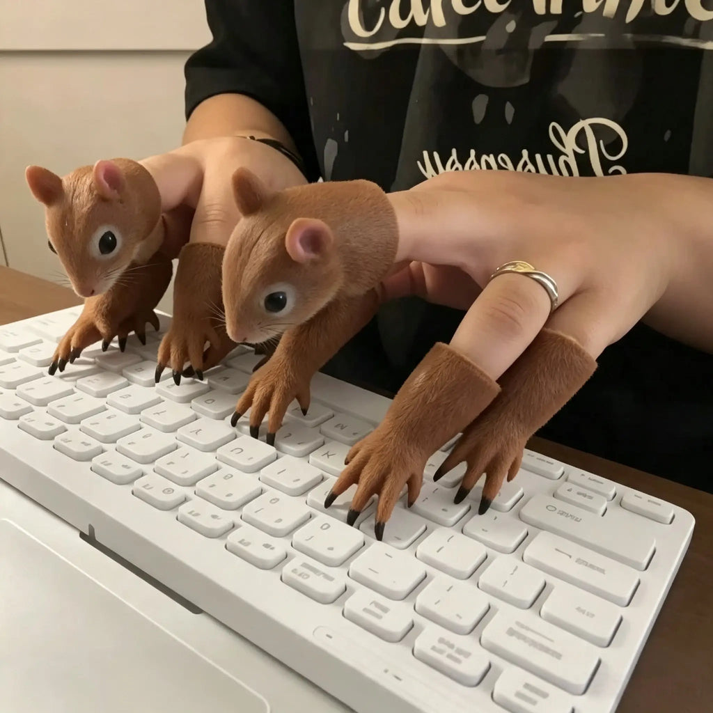 Funny Squirrel Finger Puppets Prank Toy for Keyboard