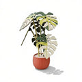 Mini Multi-Color Simulated Monstera Plant Magnetic Coaster