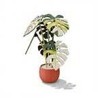 Mini Multi-Color Simulated Monstera Plant Magnetic Coaster