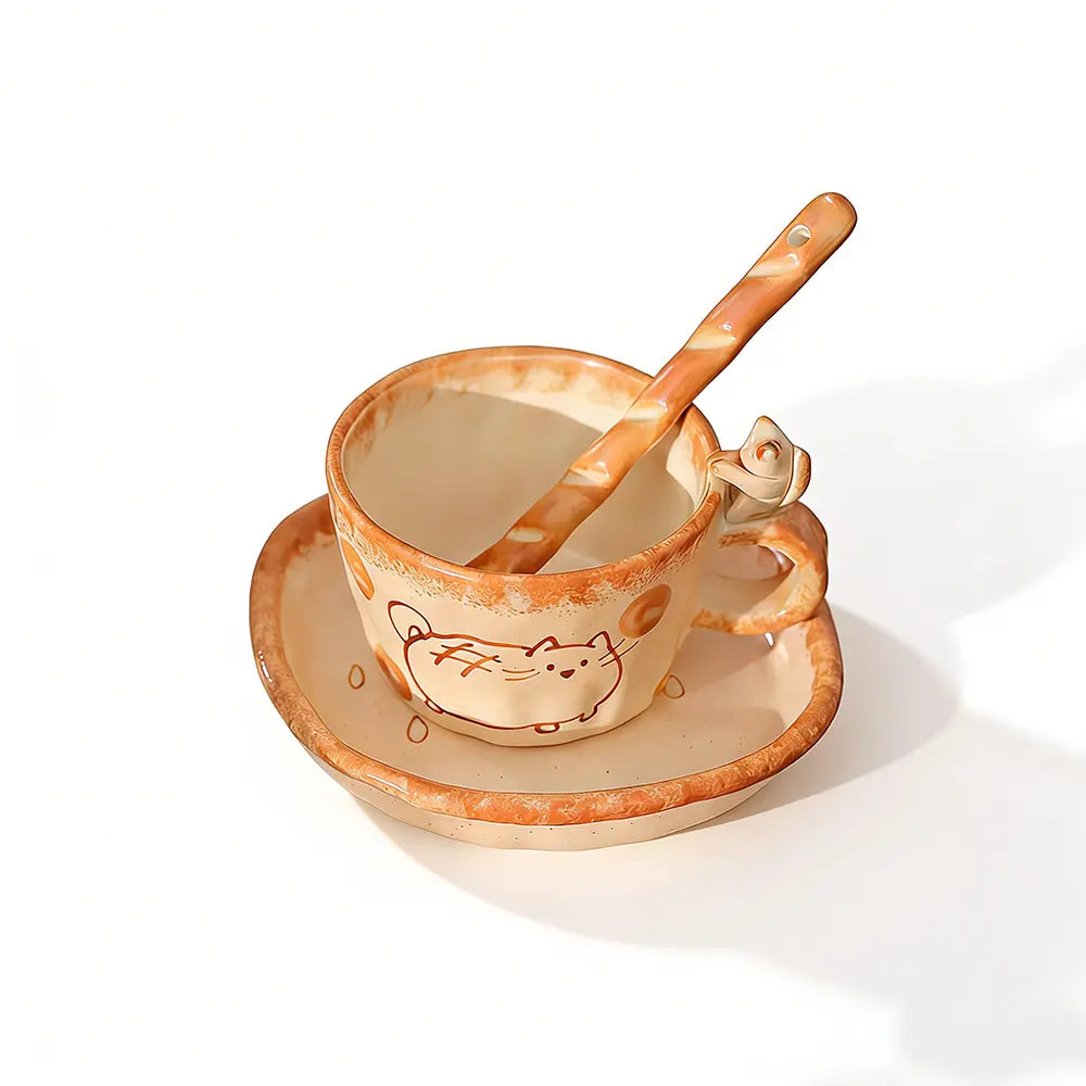 Handmade ceramic cup, Cat Kiln coffee cup