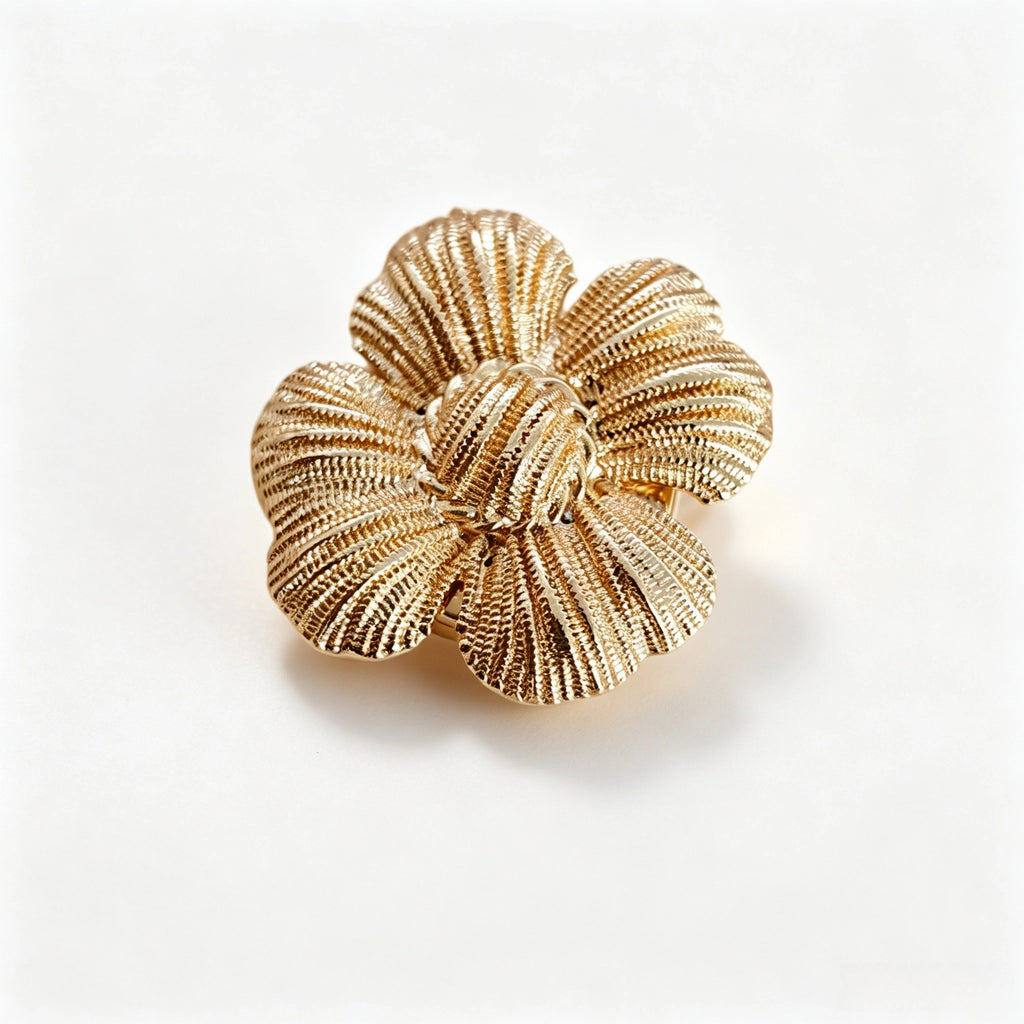 Vintage Gold Tone Metal Floral Cuff Button Covers