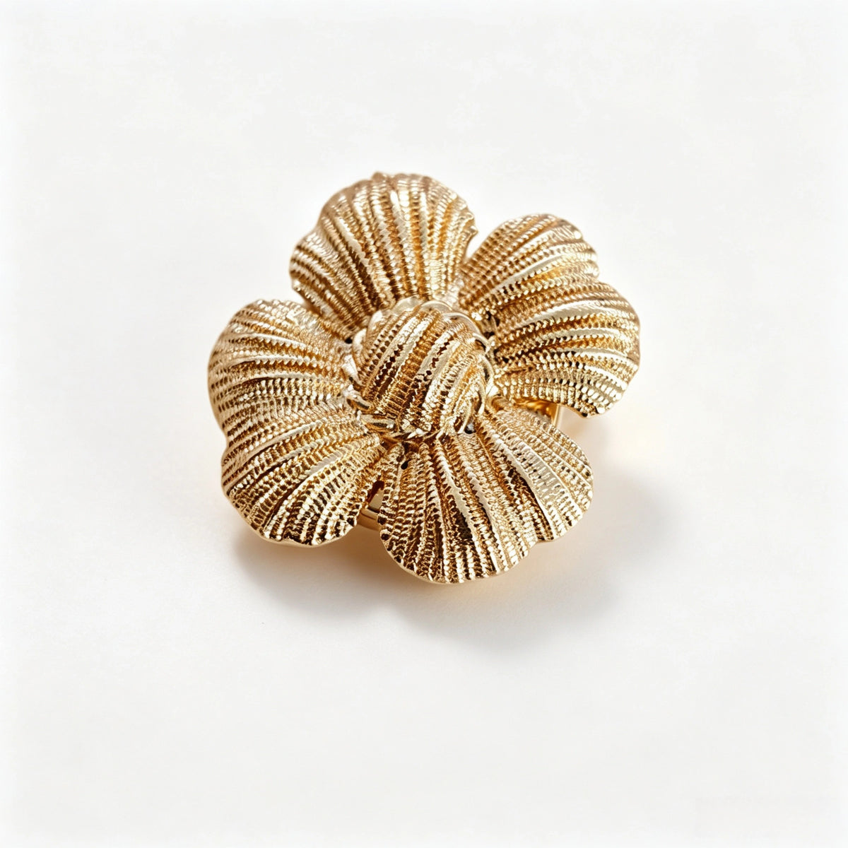 Vintage Gold Tone Metal Floral Cuff Button Covers