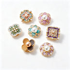 New Vintage Faux Enamel Floral Cuff Button Covers