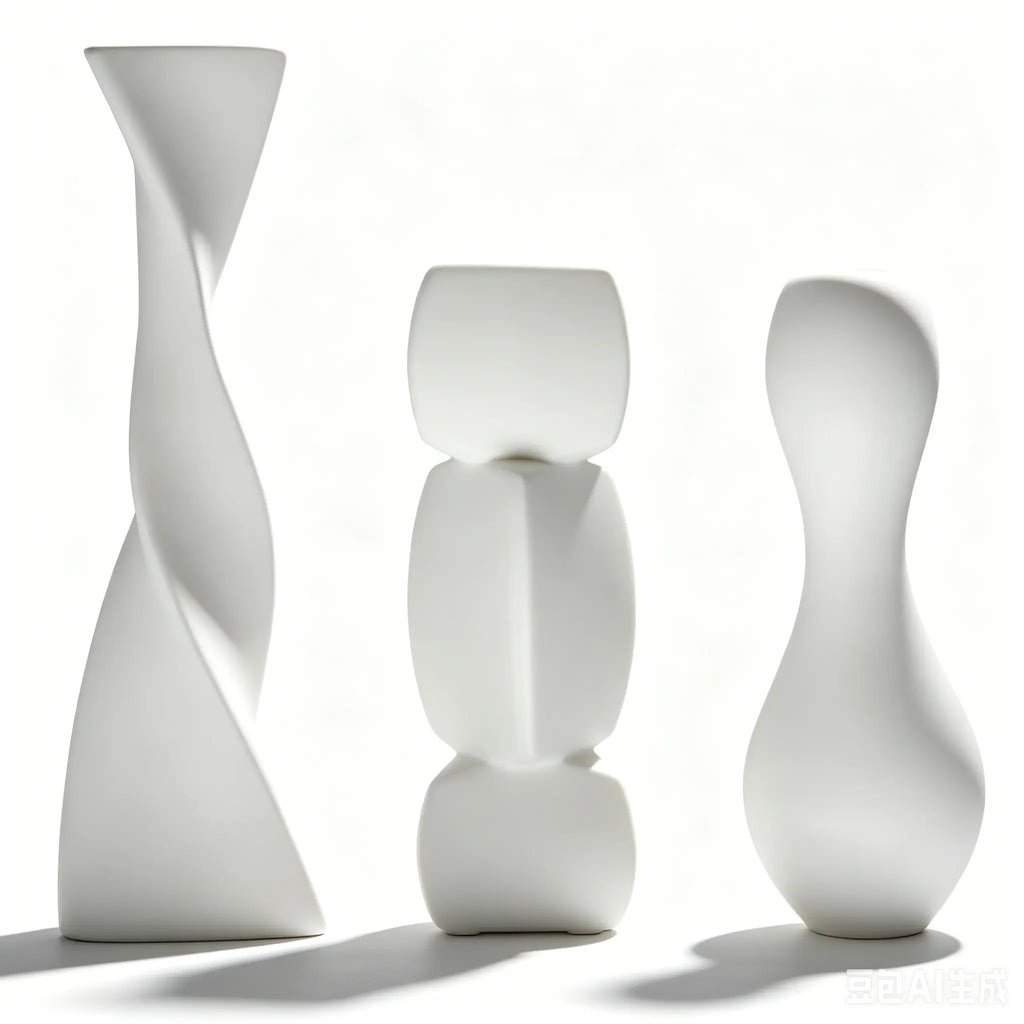 Creative Irregular Art Vase, Nordic Geometric White Ceramic Vase for Dried Flowers, Home Desktop Décor