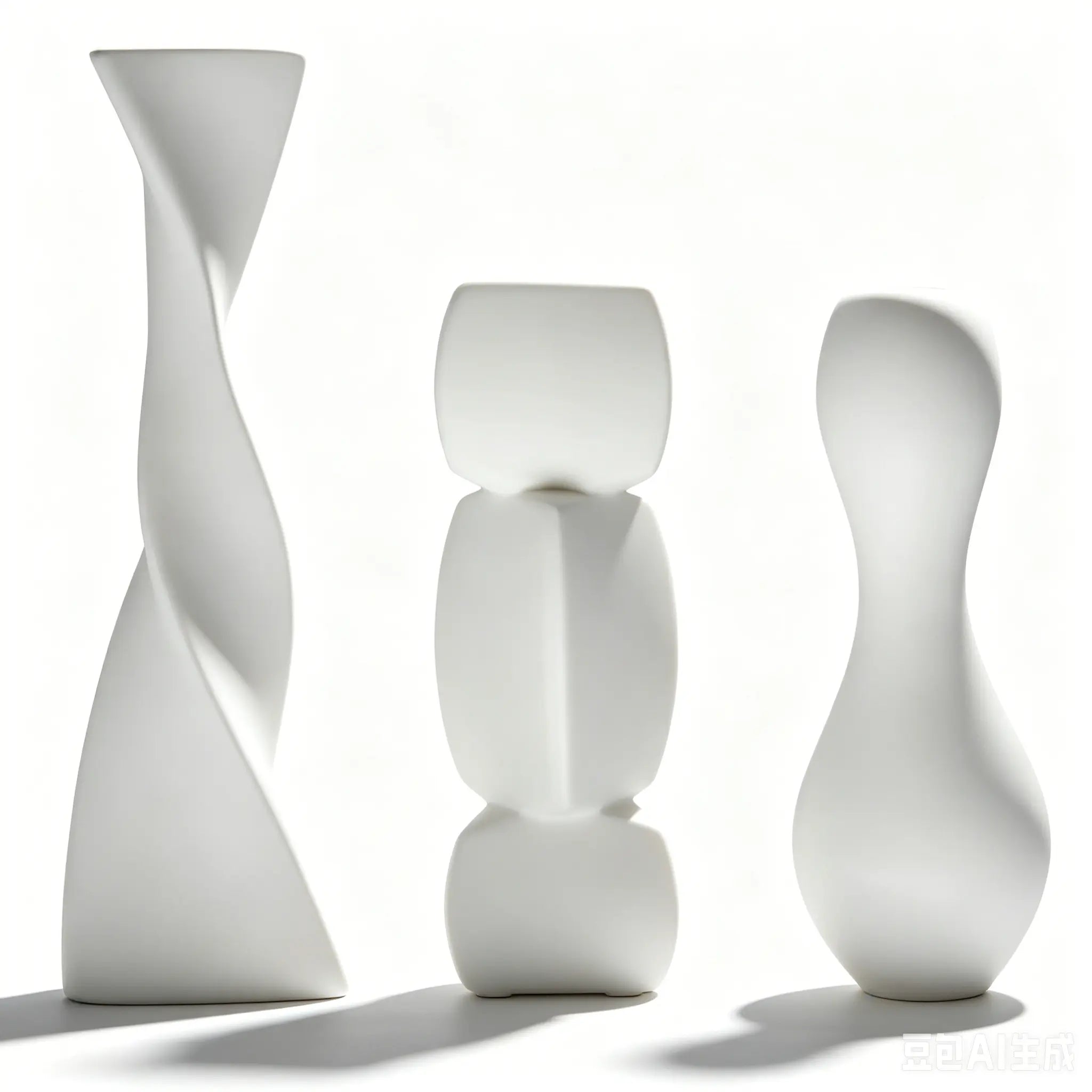 Creative Irregular Art Vase, Nordic Geometric White Ceramic Vase for Dried Flowers, Home Desktop Décor