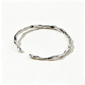 Minimalist Irregular Lava Wave Bracelet, 925 Sterling Silver Open Bangle, Stylish Versatile Hand Jewelry for Ladies