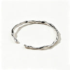 Minimalist Irregular Lava Wave Bracelet, 925 Sterling Silver Open Bangle, Stylish Versatile Hand Jewelry for Ladies