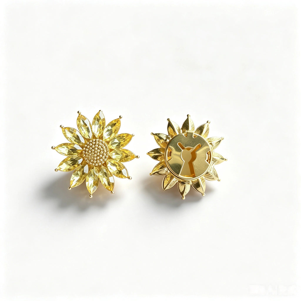 Sunflower Floral Cuff & Collar Button Covers