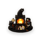 Decorative Black Cat Figurine Playing Chinese Chess